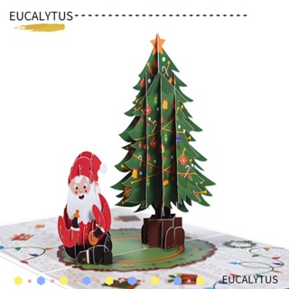 Eutus การ์ดอวยพร ลายคนแก่ ต้นคริสต์มาส สร้างสรรค์ พับได้ สําหรับตกแต่งปาร์ตี้