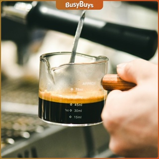 B.B. แก้วช็อต Espresso Shot ด้ามจับไม้ ขนาด 70 ml  และ 75 mlสินค้าพร้อมส่ง Measuring cup