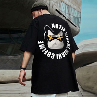 M-8XL Trendy brand cartoon bulldog print short-sleeved T-shirt for men and women trendy brand personality hip-hop r_03