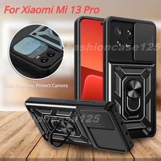 เคสโทรศัพท์มือถือ PC แข็ง ขอบนิ่ม ป้องกันกล้อง กันกระแทก พร้อมแหวนขาตั้ง สําหรับ Xiaomi Mi 13 Pro Xiaomi13 Mi13 13Pro 5G 2023