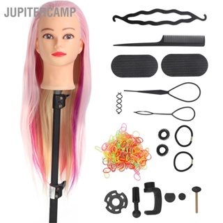 JUPITERCAMP หัวนางแบบหญิง 4 สี Silky มันเงาอุณหภูมิสูงผมหัวตุ๊กตารุ่นฝึกจัดแต่งทรงผม