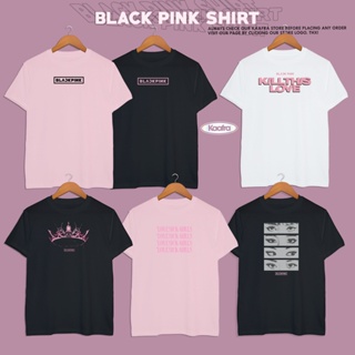 POPULAR QZเสื้อยืดBlack-pink Fan Shirt (BlackPink Inspired tee) Regular Black Pink/White Shirt - Kaafra Printing