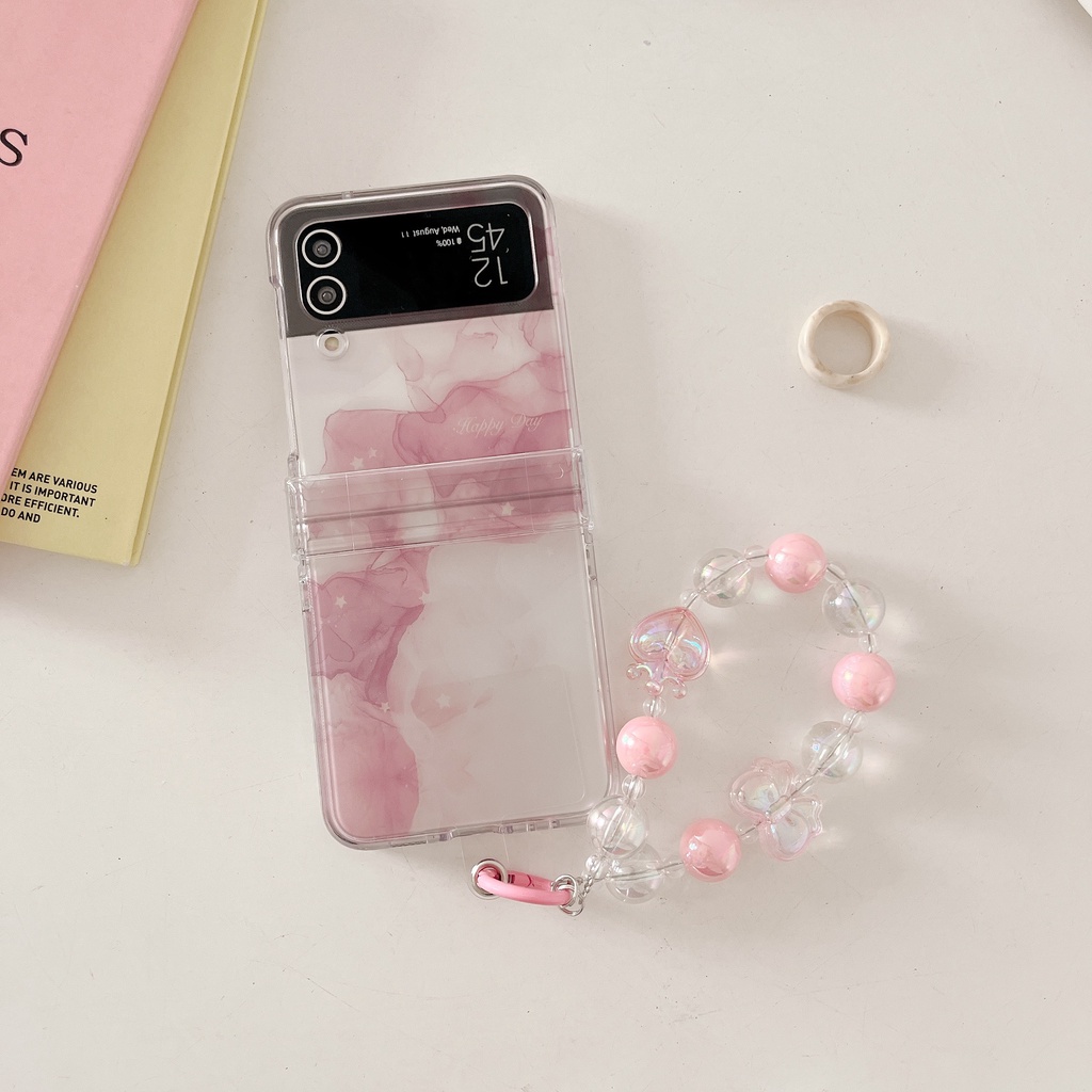 เคสโทรศัพท์มือถือ-pc-แข็ง-กันกระแทก-ลายหินอ่อน-พร้อมสายโซ่คล้อง-สําหรับ-samsung-galaxy-z-flip-4-5g-3in1-z-flip-3
