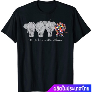 ช้าง ผู้ชาย Its Ok To Be A Little Different / Elephant Funny T-Shirt เสื้อยืดผ้าฝ้าย เกียรติ มงคล ช้างไทย เสื้อยืดคอกลม