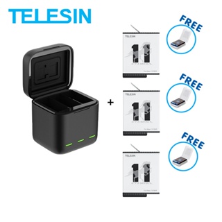 GoPro 11 / 10 / 9 Telesin Charger Box + Telesin Stamina Battery Enduro x 3 แท่นชาร์จ ที่ชาร์จ + แบตเตอร์รี่ x 3