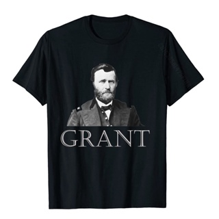 แขนสั้นcrew neckเสื้อยืดลําลอง แขนสั้น พิมพ์ลาย PRESIDENT ULYSSES s GRANT CIVIL WAR GENERAL สไตล์คลาสสิก ไม่ซ้ําใคร สําห