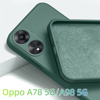 เคสโทรศัพท์มือถือ ซิลิโคนนิ่ม กันกระแทก ป้องกันกล้อง ปิดด้านหลัง สีพื้น แฟชั่น สําหรับ Oppo A78 5G A 78 A58 A98 A 98 A 58 A58 A78 4G 5G A78 4G