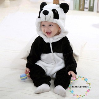 Babyclothes- ชุดบอดี้สูท รอมเปอร์ แขนยาว มีฮู้ด พิมพ์ลายแพนด้า 3D สําหรับเด็กทารกแรกเกิด ทุกเพศ