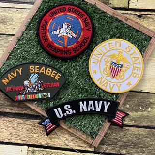 U.S. Navy ทหารเรือ ตัวรีดติดเสื้อ อาร์มรีด อาร์มปัก ตกแต่งเสื้อผ้า หมวก กระเป๋า แจ๊คเก็ตยีนส์ Badge Embroidered Iron ...