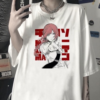 Chainsaw Man Makima T-shirt - น่ารักอะนิเมะ! สำหรับผู้หญิงและผู้ชาย คอกลม มังงะญี่ปุ่นเสื้อยืดเนื้อผ้าดี ไซส์ใหญ่พิ