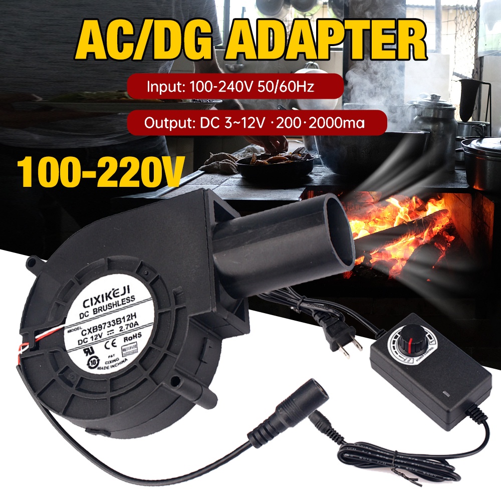 เครื่องเป่าเทอร์โบ12v-dc-กับอะแคปเตอร์ที่ปรับได้-ลมแรงพัดลมระบายอากา