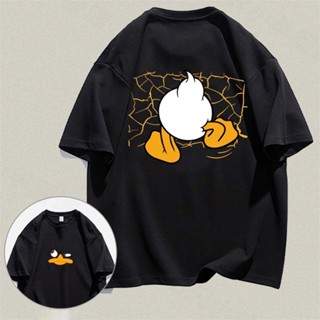 การ์ตูน เป็ดตลกอะนิเมะแขนสั้นผ้าฝ้ายเสื้อยืดฤดูร้อนใหม่น่ารักสไตล์ลำลอง ชุดคู่