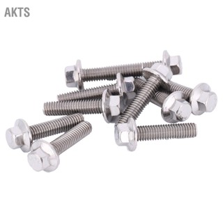 AKTS 10 ชิ้น M6 สแตนเลส SS304 สกรูหน้าแปลน Hex ฝาเครื่องซักผ้าหัวสกรูสกรู