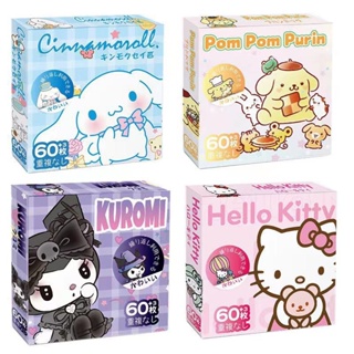 SANRIO กล่องสติกเกอร์ ลายการ์ตูน Hello Kitty Cinnamon Pom Pom Purin Pochacco น่ารัก สําหรับติดตกแต่ง 60 ชิ้น ต่อกล่อง