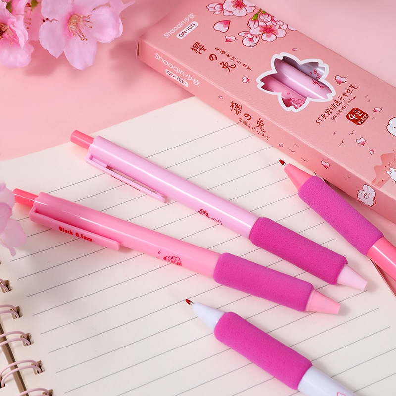 ปากกาเจลซากุระ-สีชมพู-0-5-มม-หัว-st-แบบกดแห้งเร็ว-อุปกรณ์เครื่องเขียนนักเรียน-โรงเรียน-สํานักงาน