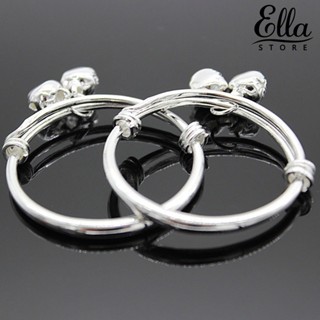 Ellastore123 สร้อยข้อมือ กําไลข้อมือ จี้กระดิ่ง ลายนูน ปรับได้ สําหรับเด็กวัยหัดเดิน