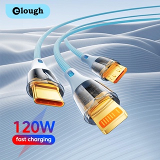 Elough สายชาร์จ USB C 120W Type C Micro Lighting 3 in 1 ชาร์จเร็ว