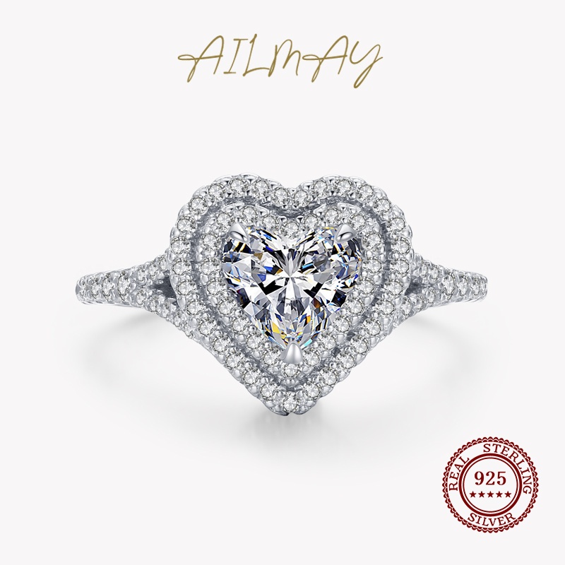 ailmay-แหวนเงินแท้-925-รูปหัวใจ-หรูหรา-โรแมนติก-เครื่องประดับแฟชั่น-สําหรับผู้หญิง-งานแต่งงาน
