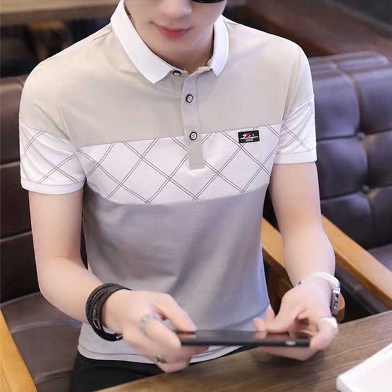 เสื้อโปโลแขนสั้น-ผ้าฝ้าย-พิมพ์ลาย-แฟชั่นสําหรับผู้ชาย