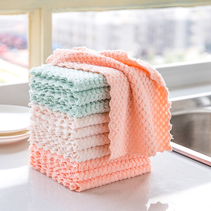 creative-pineapple-dishcloth-super-soft-absorbent-kitchen-towel-anti-grease-wiping-rags-non-stick-oil-dishwashing-ผ้าขนหนู-cleaning-cloth-kitchen-tool-cod