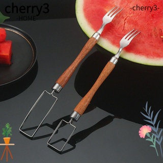 Cherry3 เครื่องตัดแตงโม ส้อมไม้ สเตนเลส แบบมืออาชีพ ปลอดภัย เหมาะกับฤดูร้อน สําหรับตัดผลไม้ แตงโม ใช้ในบ้าน และห้องครัว