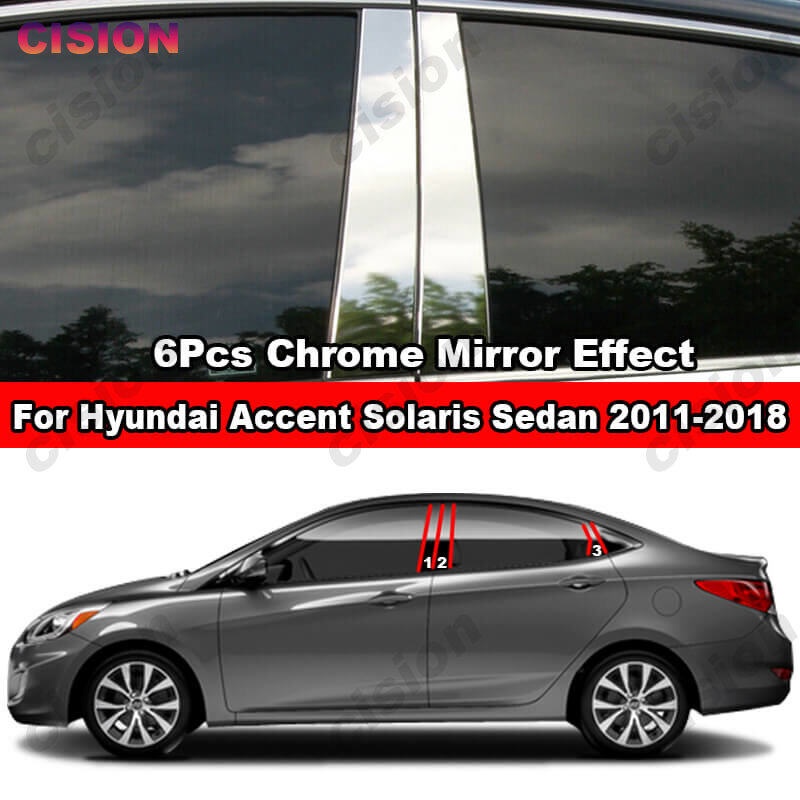 สติกเกอร์สเตนเลสโครเมี่ยม-ติดเสาประตูหน้าต่างรถยนต์-สําหรับ-hyundai-accent-sedan-2011-2018-6-ชิ้น