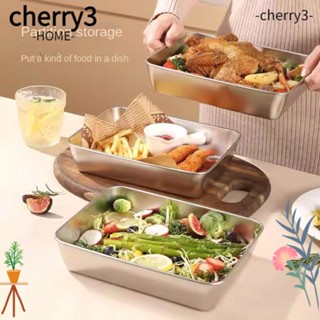 Cherry3 ถาดสเตนเลส ทรงสี่เหลี่ยม ทนความร้อนสูง ไม่เสียรูป สําหรับเก็บอาหาร ผลไม้ ก๋วยเตี๋ยว โรงแรม