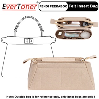 Evertoner Peekaboo Felt Insert Bag Organizer กระเป๋าถือจัดระเบียบกระเป๋าเดินทางด้านในแบบพกพาฐานเครื่องสําอาง Shaper