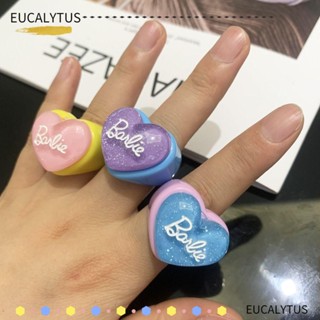 Eutus แหวนตุ๊กตาบาร์บี้ ตัวอักษร|แหวนอะคริลิคเรซิ่น รูปหัวใจ เครื่องประดับ สําหรับเด็กผู้หญิง