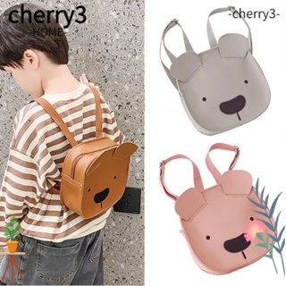 Cherry3 กระเป๋าเป้สะพายหลัง กระเป๋านักเรียน หนัง PU ลายการ์ตูนหมี น้ําหนักเบา 1-5 ปี อุปกรณ์เสริม สําหรับเด็กก่อนวัยเรียน