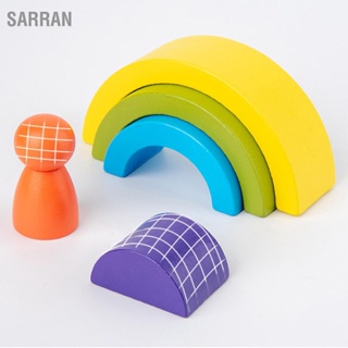 SARRAN Arch ไม้ซ้อนของเล่นสำหรับเด็กวัยหัดเดินที่มีสีสันการศึกษาการจดจำสี ไม้ Stacker Puzzle