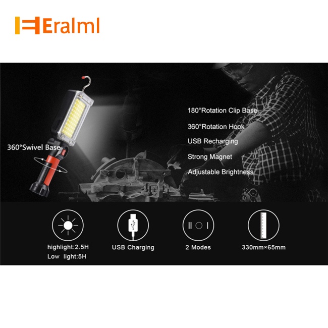 eralml-ไฟฉาย-led-700lm-กันน้ํา-ชาร์จ-usb-พร้อมตะขอ-สําหรับตั้งแคมป์