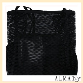 Alma กระเป๋าถือ ผ้าตาข่าย ความจุขนาดใหญ่ สีดํา สําหรับชายหาด 2023