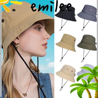 Emilee หมวกบักเก็ต ผู้หญิง ฤดูใบไม้ผลิ ฤดูร้อน ป้องกันรังสียูวี ปีกกว้าง หมวกบังแดด ขนาดใหญ่