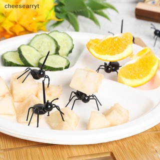 Chee ส้อมจิ้มผลไม้ รูปมด เสมือนจริง สีดํา สําหรับตกแต่งเค้ก ขนมหวาน เค้ก งานแต่งงาน งานเลี้ยงวันเกิด EN 12 ชิ้น