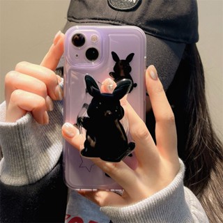 Purple Phone Case For Iphone 14pro Cute 13Promax Rabbit Bracket 12pro Soft Case Xsmax 7Plus