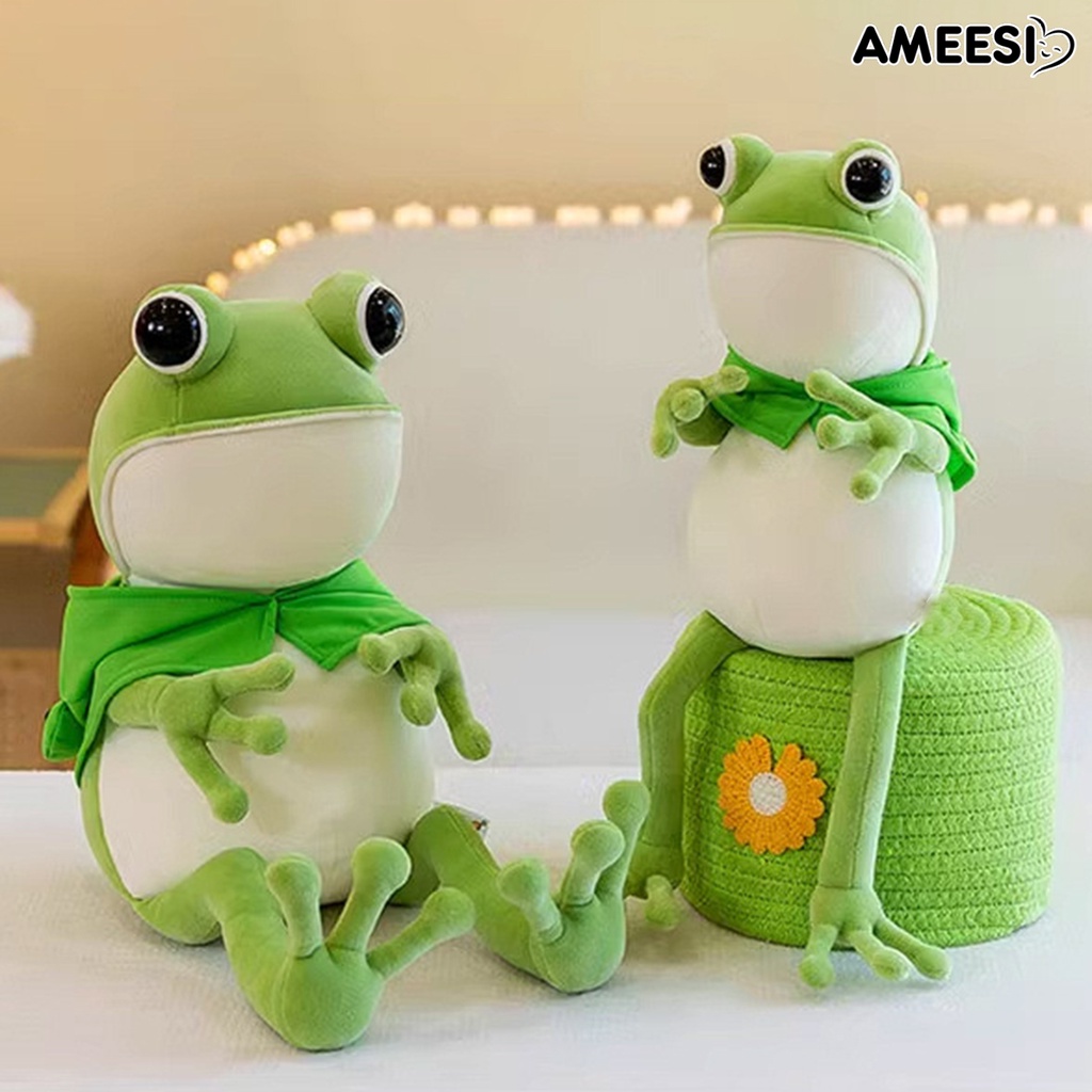 หมอนตุ๊กตานุ่ม-รูปการ์ตูนกบ-ameesi-ตาโตน่ารัก-ขายาว-สีเขียว-ของขวัญวันเกิด-สําหรับเด็กผู้หญิง