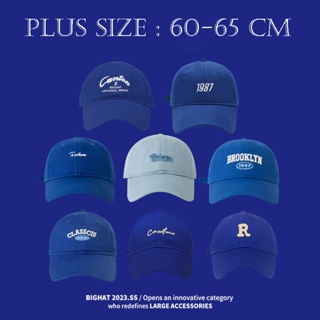 หมวกเบสบอล ผ้าฝ้าย แบบนิ่ม ป้องกันแดด ขนาดใหญ่ 60-65 ซม. สีฟ้า สําหรับผู้หญิง