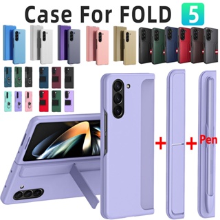 [พร้อมส่ง] เคสโทรศัพท์มือถือแบบแก้ว กันกระแทก พร้อมช่องใส่บัตร สําหรับ Samsung Galaxy Z Fold 5 Fold5 ZFold5 Z 5