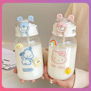 Creative 600ml Sanrio Straw Cup Ins-style คุณภาพสูง Kuromi Pochacco ขวดน้ำพลาสติกความจุขนาดใหญ่ป้องกันการรั่วถ้วยน้ำของขวัญวันเกิดเด็ก [COD]