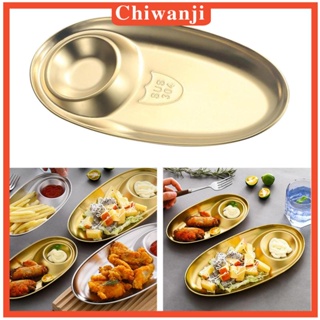 [Chiwanji] จานเกี๊ยว พร้อมช่องซอส จานรองจาน รูปไข่ อเนกประสงค์ สําหรับใส่อาหาร สลัด ขนมหวาน
