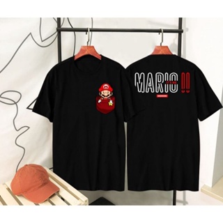 Mario tshirtเสื้อยืดผ้าฝ้ายพิมพ์ลายการ์ตูน Mario Combed แฟชั่นผู้ชาย