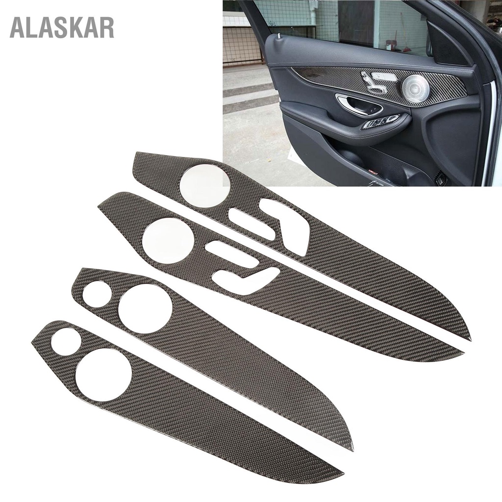 alaskar-ฝาครอบแผงประตูด้านในรถคาร์บอนไฟเบอร์ไดรเวอร์หน่วยความจำคีย์ด้านหลังลำโพงสติกเกอร์ตกแต่งสำหรับ
