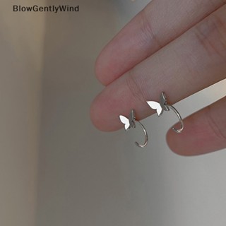 Blowgentlywind ต่างหูห่วง ทรงกลม ประดับคริสตัล สีเงิน เครื่องประดับ สําหรับผู้หญิง BGW