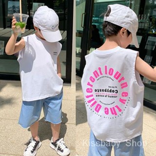 เสื้อยืดแขนกุด ผ้าฝ้าย ขนาดเล็ก แฟชั่นฤดูร้อน สําหรับเด็กผู้ชาย