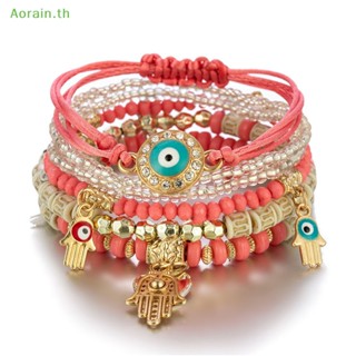 # สร้อยข้อมือ &amp; ใหม่ # เครื่องประดับ สร้อยข้อมือ กําไลข้อมือ ประดับลูกปัด หลายชั้น แฮนด์เมด แฟชั่นฤดูร้อน สําหรับผู้หญิง 6 ชิ้น