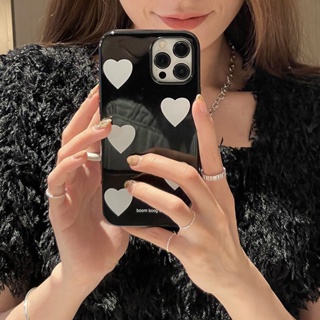 Simple Heart Black Phone Case For Iphone 11 13 Phone Case 12promax All-Inclusive 7/8P Girl XR Black Case