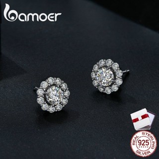 Bamoer ต่างหูเงิน 925 0.5 CT Moissanite D Color VVS1 เครื่องประดับแฟชั่น สําหรับผู้หญิง