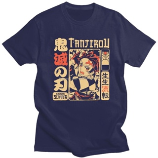 LYZH Vintage Kimetsu no Yaiba Tshirt Men Short Sleeved Nezuko Tanjiro Kamado T Shirt 100% Cotton Demon Slayer Tee T_03