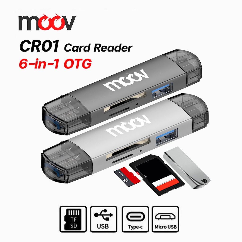 แพ็คส่ง-1-วัน-moov-cr01-6-in-1-card-reader-type-c-usb-3-0-micro-otg-เครื่องอ่านการ์ด-sd-card-แฟลชไดรฟ์